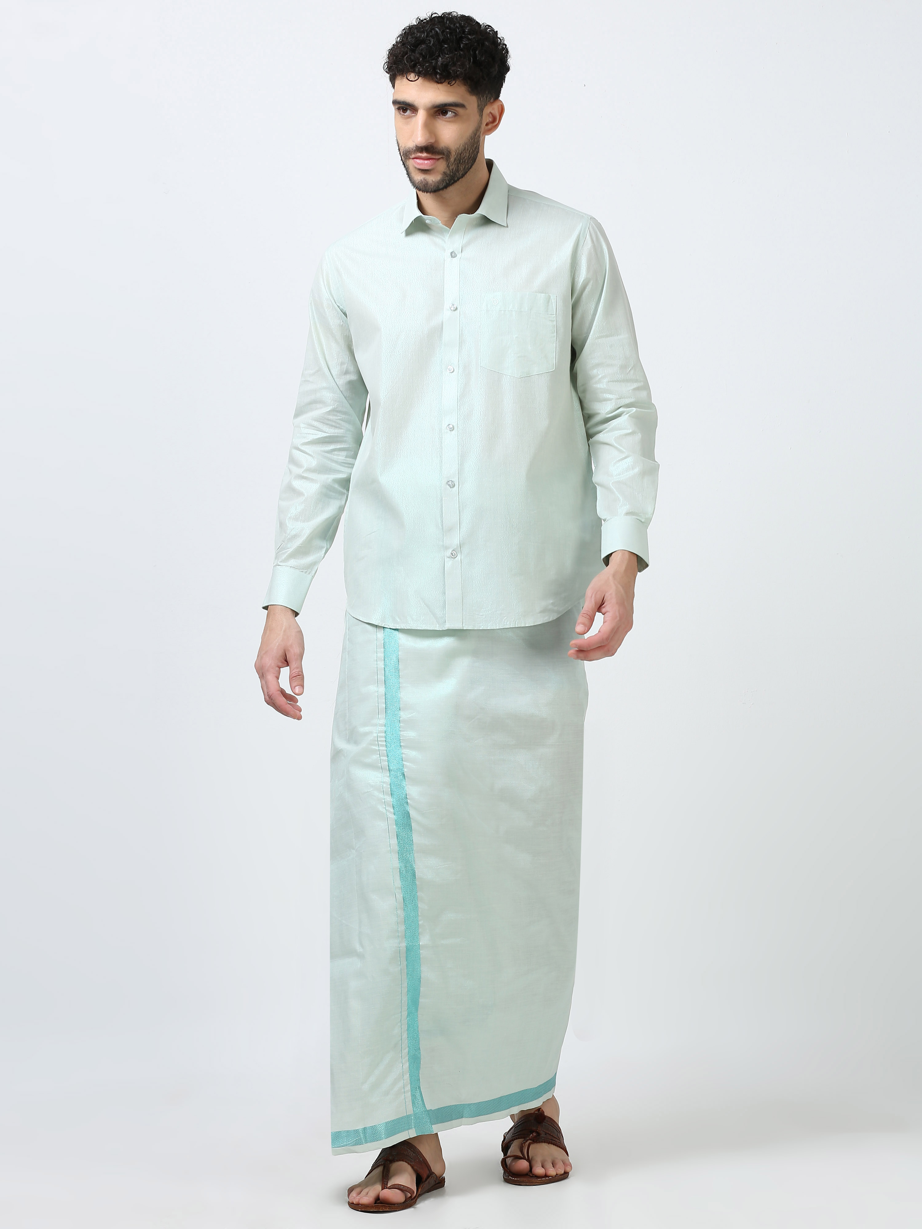 Traditional club-Tissu sea green set