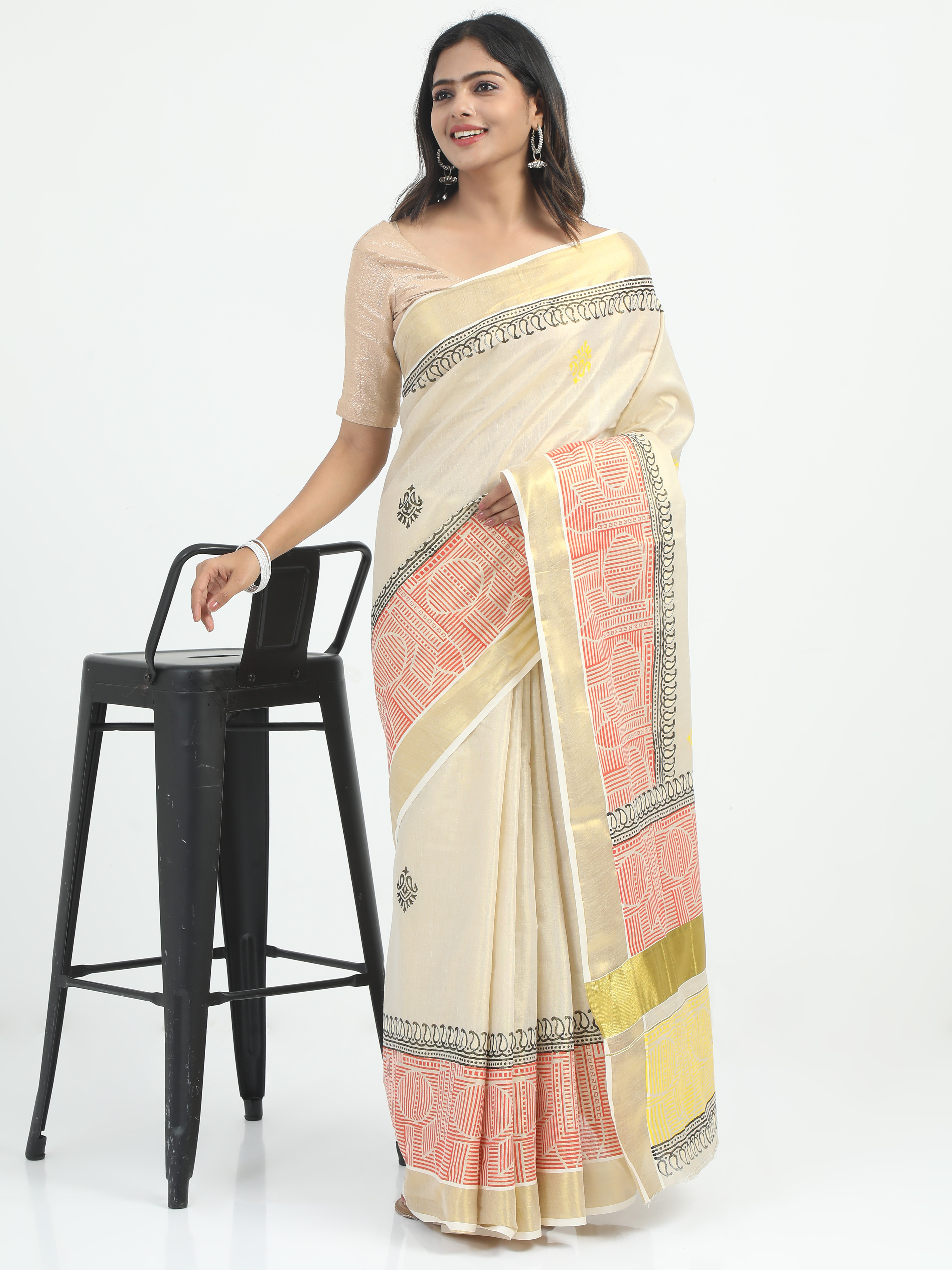 Abinaya Tissue Handprint Saree