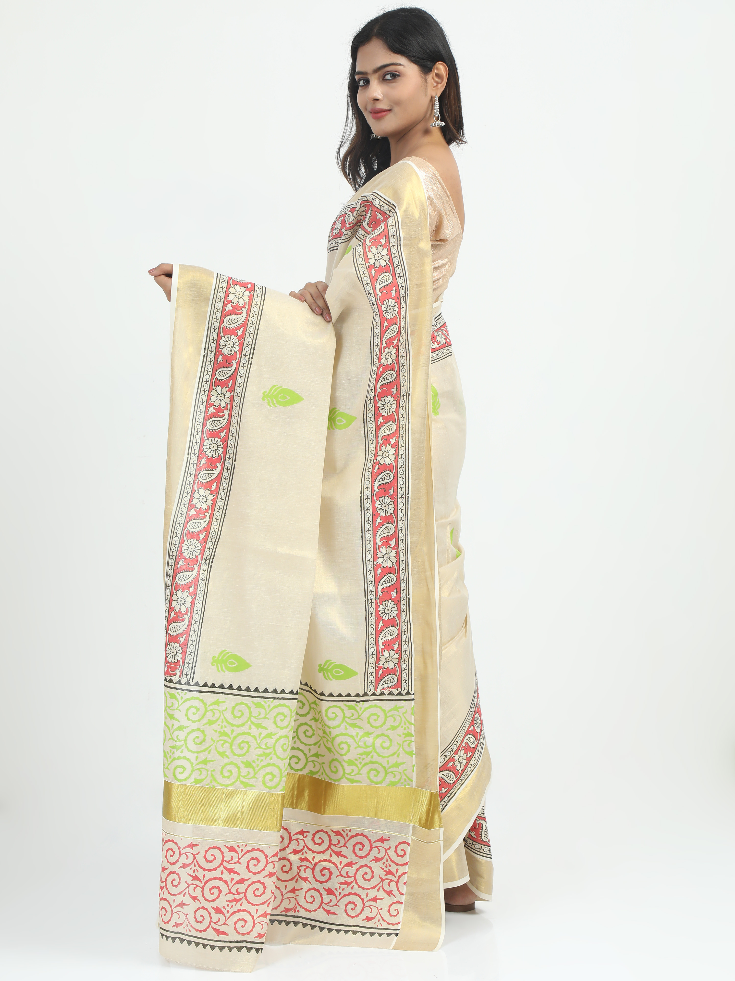 Abinaya Tissue Handprint Saree