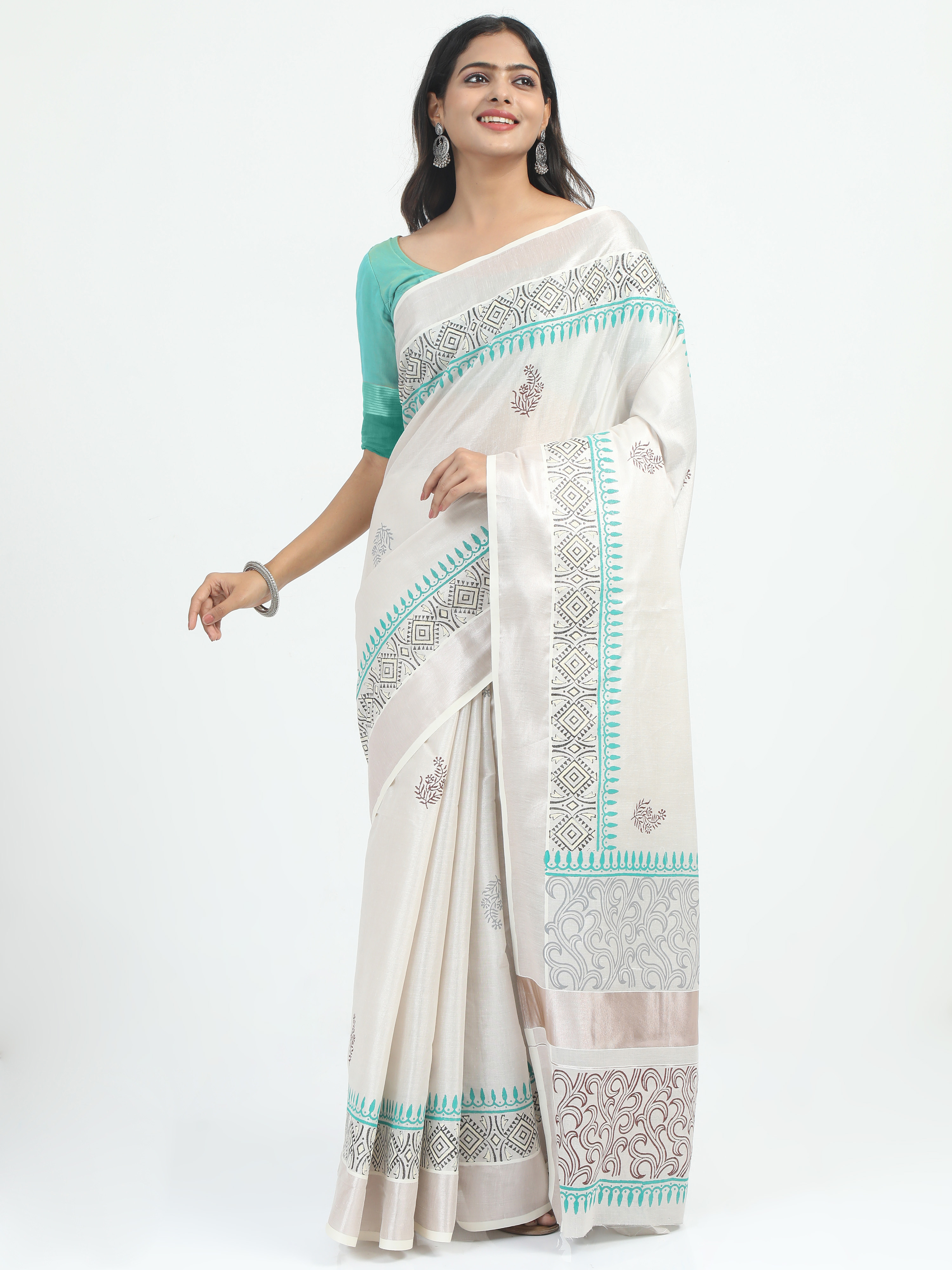 Abinaya Tissue Handprint Saree