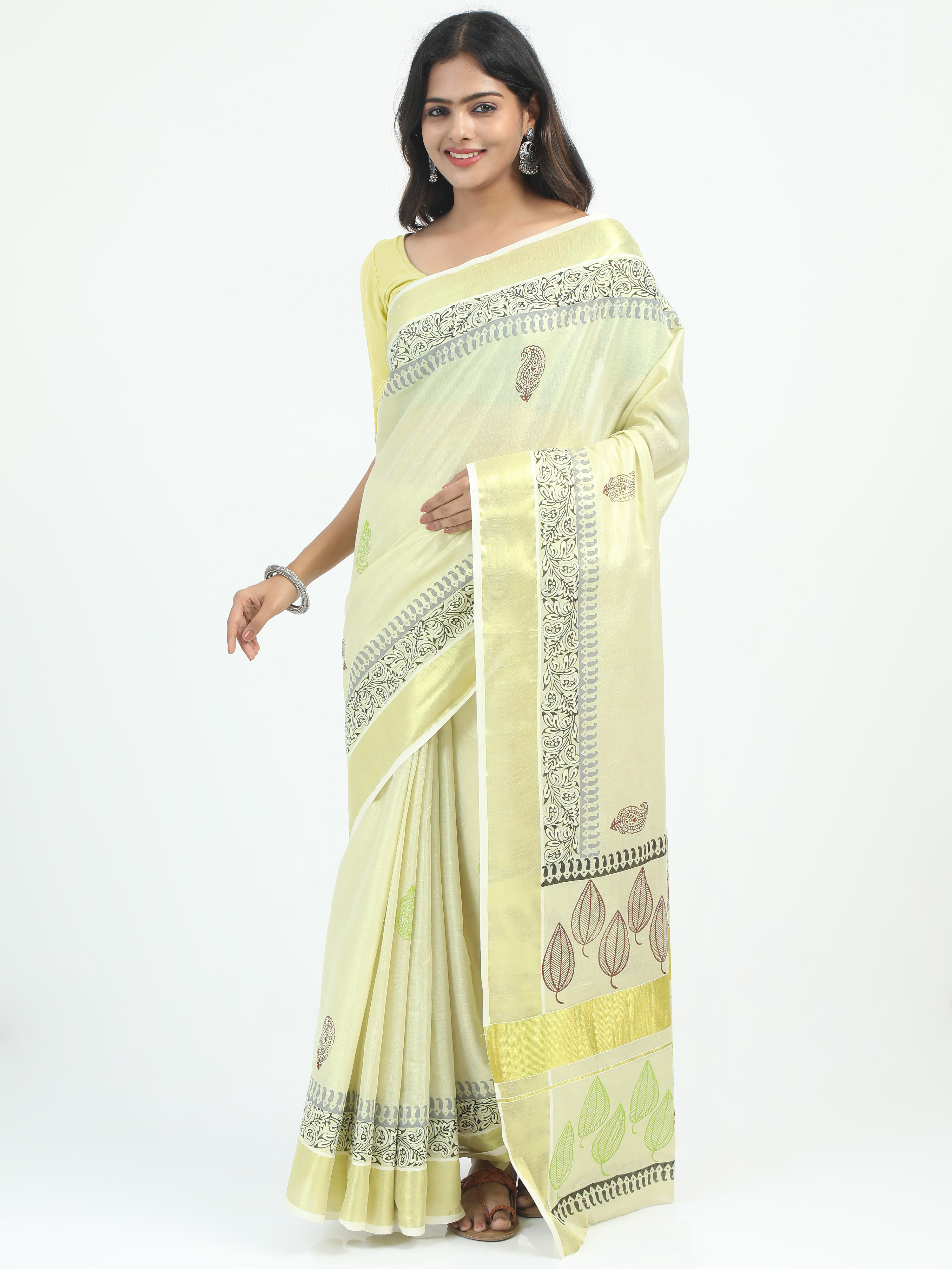 Abinaya Tissue Handprint Saree