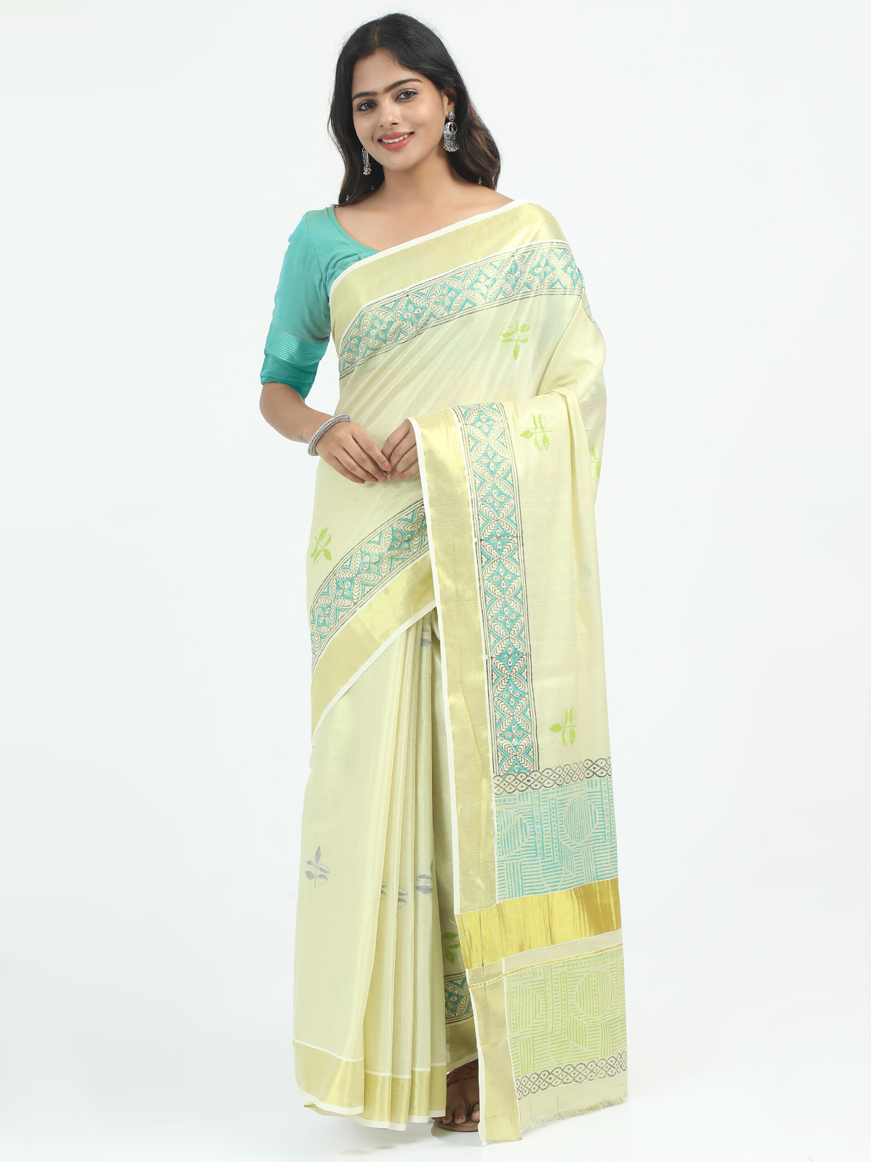 Abinaya Tissue Handprint Saree