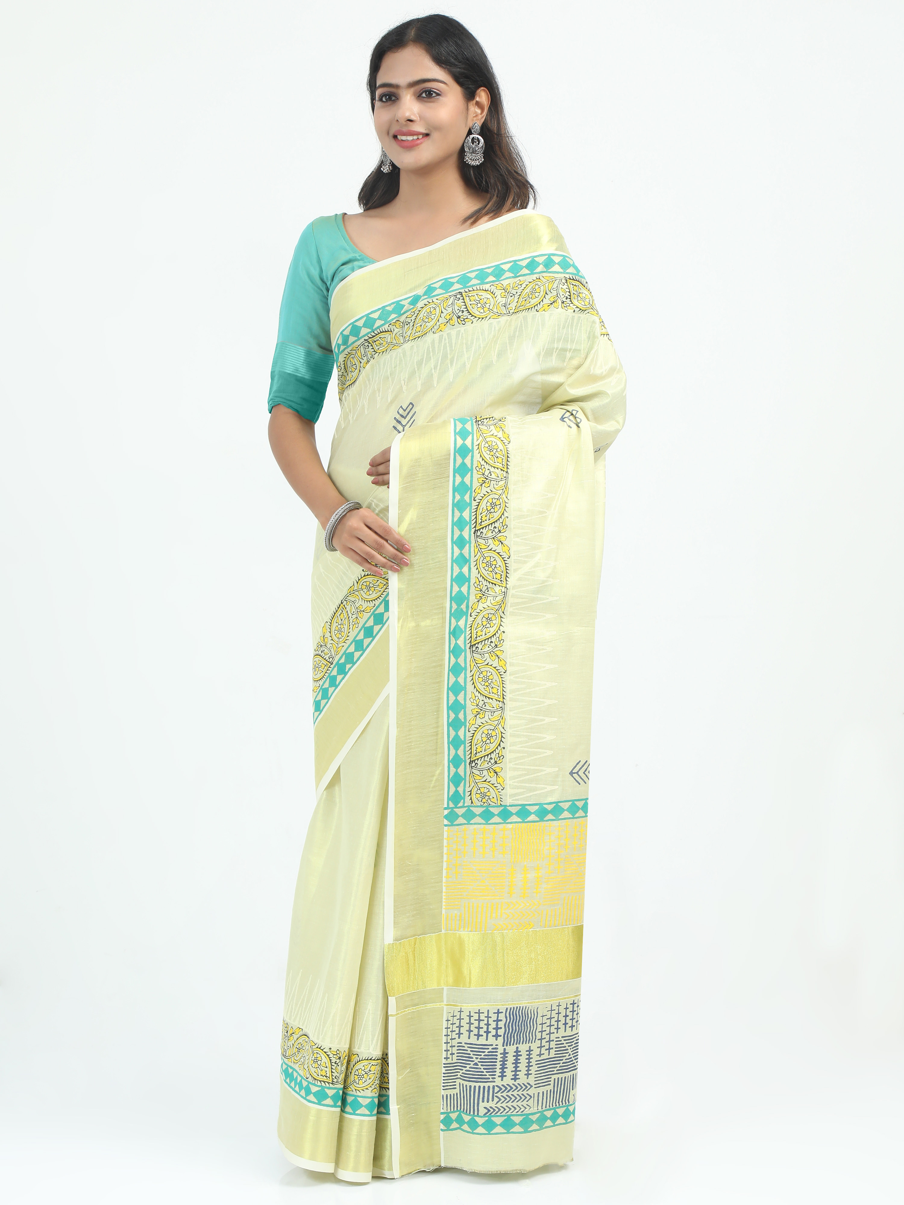 Abinaya Tissue Handprint Saree