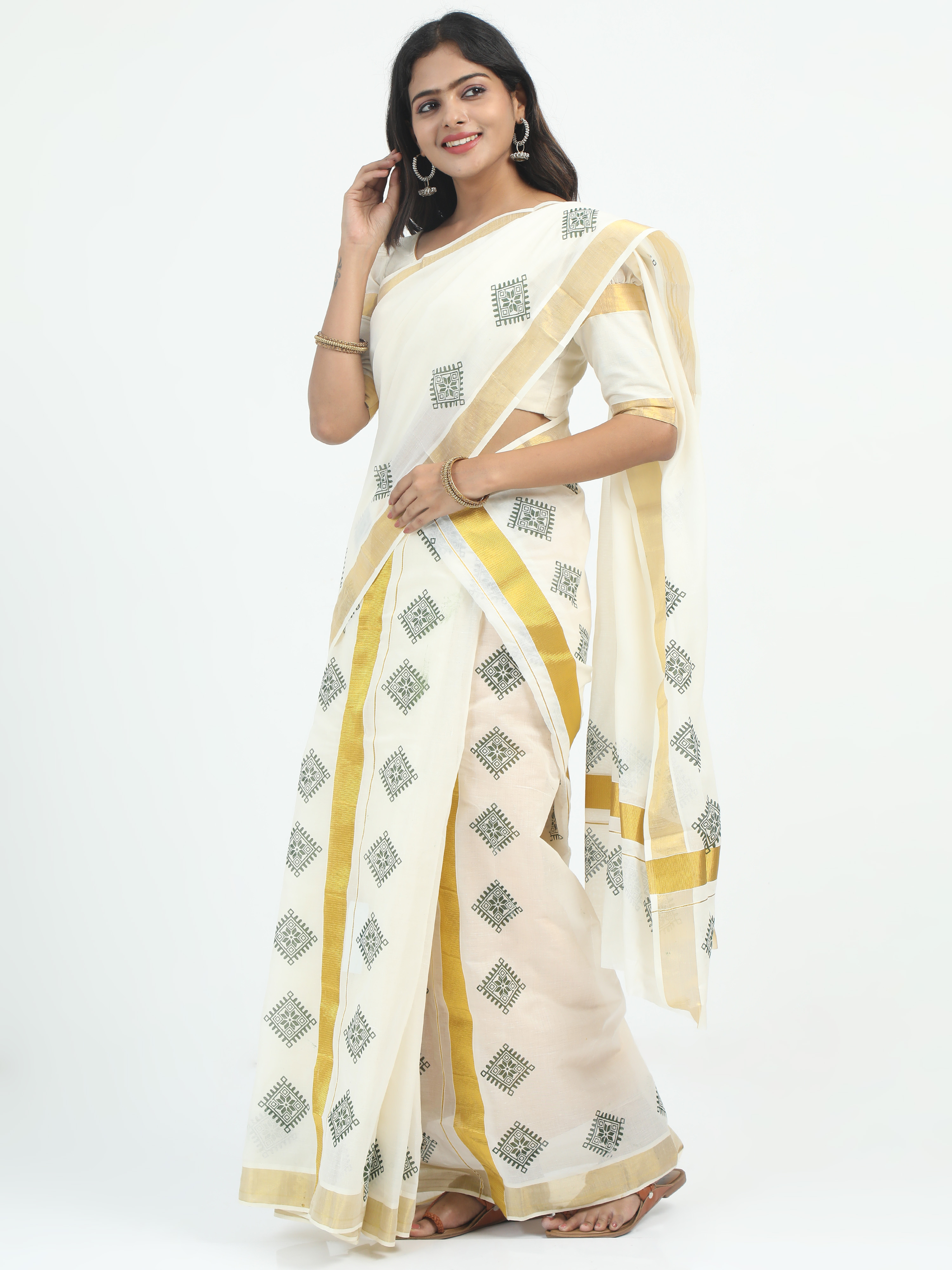 Abinaya Tissue Double print Saree